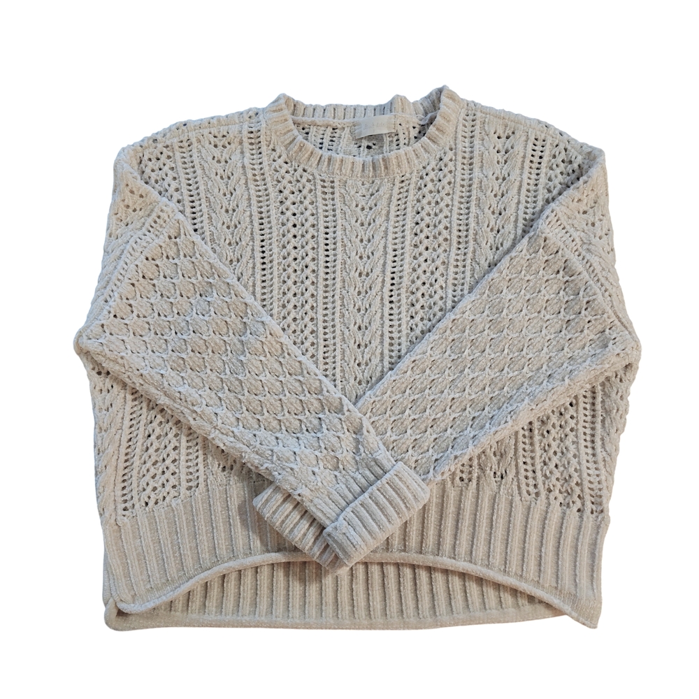 Altar'd State Chenille Cream Cable Knit Sweater Women's Size Small - Picture 4 of 6